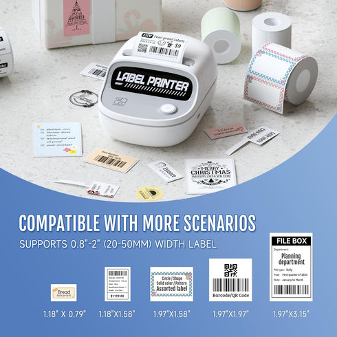 PRT T20 Label Maker, Bluetooth Portable Label Printer, 2 Inch Thermal Printer for Office, Small Business, Home