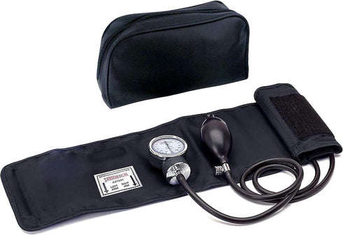 Santamedical Adult Deluxe Aneroid Sphygmomanometer - Professional Blood Pressure Monitor with Adult Black Cuff and Carrying case (Light Black)