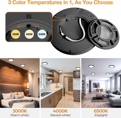 1PACK 3000K-4000K-6500K 100W 15W 1500Lm 7.5 Inch Closet LED Flush Mount Ceiling Light Fixture, & Equivalent Modern