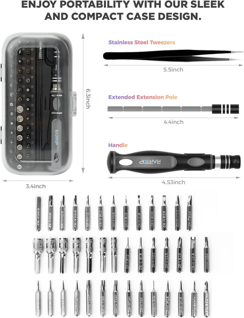 Precision Screwdriver Set - 48 in 1 Magnetic Small Screwdriver Bit Set with Case for Computer, Laptop, iPhone
