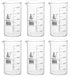 EISCO 6PK Beakers, 500ml Tall Form with Spout, White, 50ml Graduations, Borosilicate 3.3 Glass