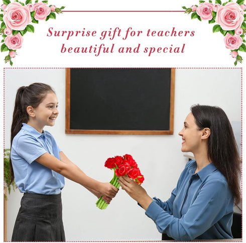 Gueevin 24 Pcs Flower Pens Gifts with Artificial Rose Pens, Black Ink Bulk for Wedding Birthday Party Favors