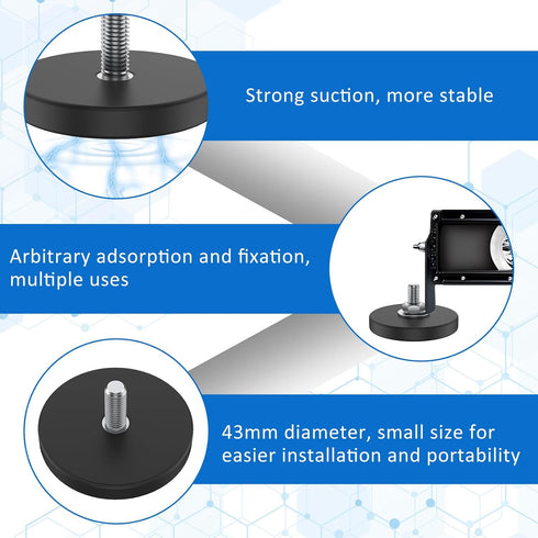 SHCJINGK 6 Pack 1.69 Inch M6 Rubber Coated Magnets Magnetic Base with Threaded Heavy Duty Rare Earth Round Anti-Scratch