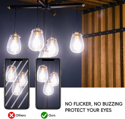 Edison LED Light Bulbs, 8Watt Dimmable, 5000K Daylight White, E26 LED Bulb 60watt Equivalent, 800lm, 6 Packs