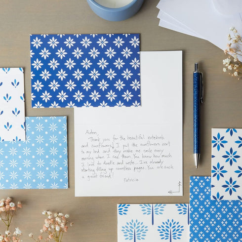 BEST PAPER GREETINGS 48 Pack Blue Stationery Notecards and Envelopes Set - 4x6-Inch Thank You Notes