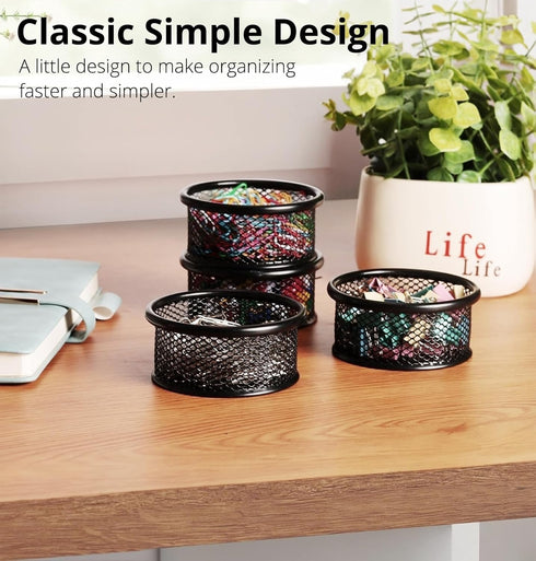 Mesh Paper Clip Holder, 4 Pack Paperclip Holders for Desk, Wire Mesh Bowls, Organizer for Small Office Accessories