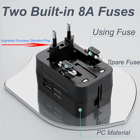 Vishui 2025 Upgraded Universal Travel Adapter, All-in-One International Plug with USB-A & Type-C Fast Charging Ports