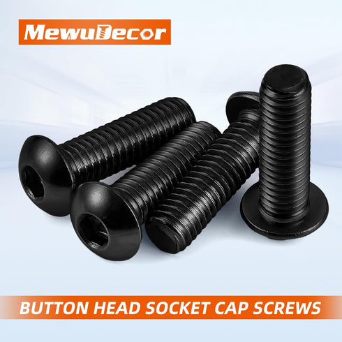 1/4-20 x 1 Button Head Socket Cap Screws, 25 PCS, Black Oxide, Class 10.9 Alloy Steel
