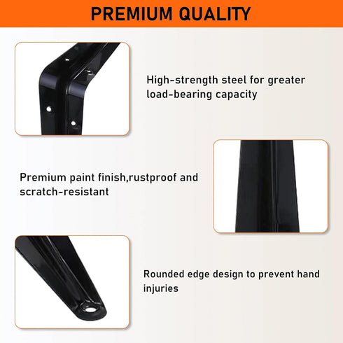 24 Pack 6 Inch, ELSKER&HOME Shelf Brackets Floating Shelf Bracket for Wood, Black Metal L Bracket for Shelves Support