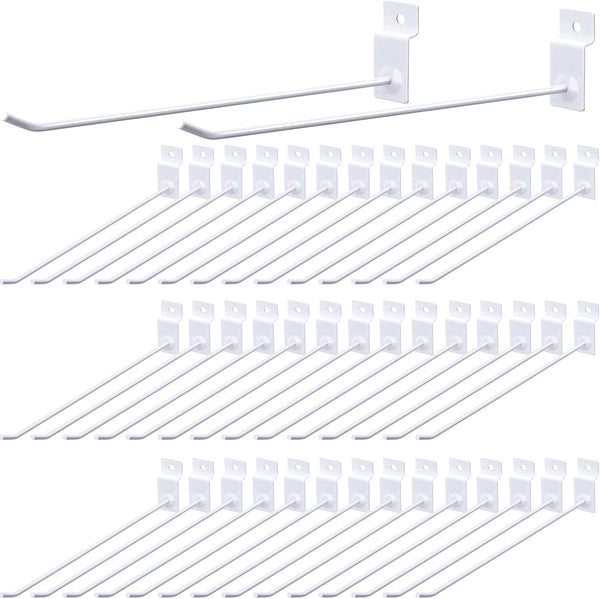 Moxweyeni 100 Pack Slatwall Hooks, Slatwall Accessories for Retail Garage Organization, White (9.8 Inch)