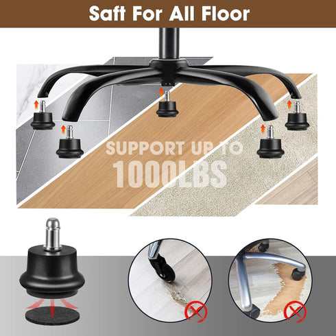 Bell Glides Replacement Caster Wheels for Office Chair or Stool, Fixed Stationary Castors (Bell Glides Short)
