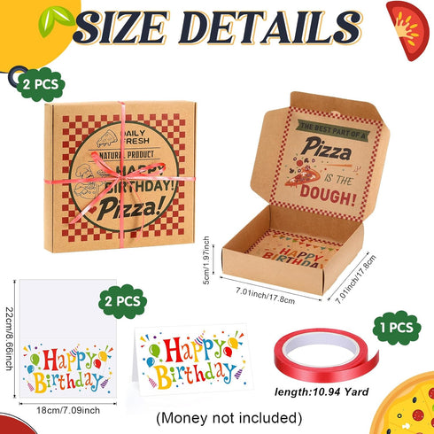 Feifeiya 2 7 7 Inch Pcs Birthday Pizza Money Box for Cash Gift x Pizza Boxes Money Holder Fun Gift for Surprise Funny