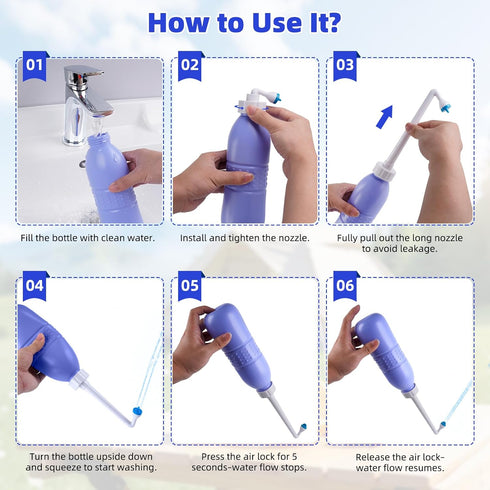 Nozzle -21.8oz(620ml) Hibbent Portable Bidet Sprayer and Travel Bidet with Hand Held Bidet Bottle for Personal