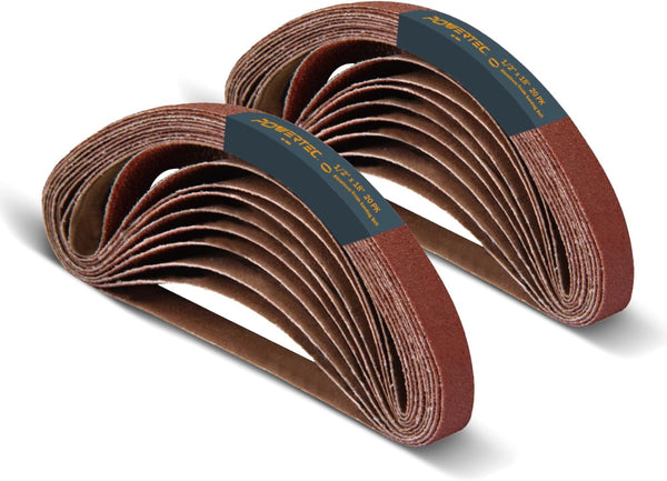 POWERTEC 1/2 x 18 Inch Sanding Belts, 40PK, 80 Grit Aluminum Oxide for Belt Sander, Woodworking, Metal Polishing