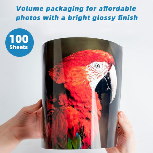 Uinkit 37lb Thin Flyer Paper, Glossy 8.5x11, 100 Sheets, Single Side, DIY Chip Bag, 135gsm for Inkjet Printer