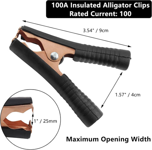 10Pcs 100A Insulated Alligator Clips, Heavy Duty Clamps, Battery Replacement Cable Metal Spring Loaded Jumper Clips