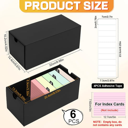 aopule 6Packs 3x5 6000 3''x5'' Index Card Box,Index Card Organizer Box with Lid,Hold Cards,Black Recipe Holder
