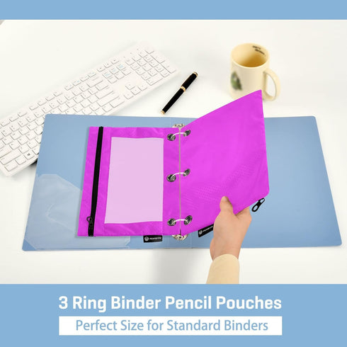 Emelivor Fuchsia Purple Pencil Pouch - 2 Pack Zippered Clear Pencil Case for Office and College Supplies