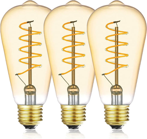 12V LED Edison Bulbs, 40W Equivalent, Low Voltage 4W Vintage Style, E26 Medium Base, Warm White 2700K, 3 Pack