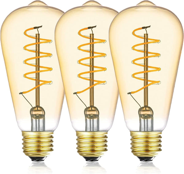 12V LED Edison Bulbs, 40W Equivalent, Low Voltage 4W Vintage Style, E26 Medium Base, Warm White 2700K, 3 Pack