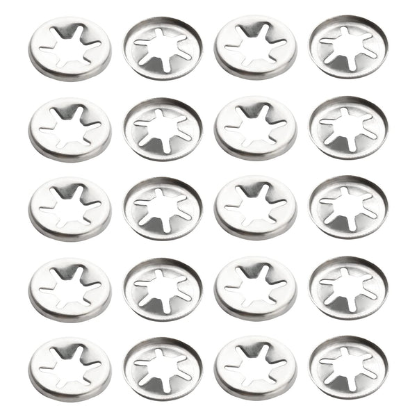 Bettomshin 100Pcs M6 x 15mm Internal Tooth Starlock Washers, 304 Stainless Steel Push On Speed Clips
