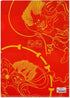 Plastic File Folder, Japanese Wind God and Thunder God Design, Clear Pockets, A4 Size (6 Packs, Bulk)
