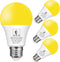 EvaStary Dusk to Dawn Yellow Bug Light Bulbs Outdoor, A19 LED Yellow Bulb for Porch Lights, 4 Pack