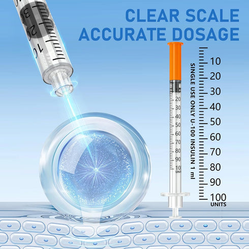 1cc 30G 1/2" (12.7mm) Packed, Pack 100 Insulin Syring, seringe insulina, Individually Smooth & Comfortable