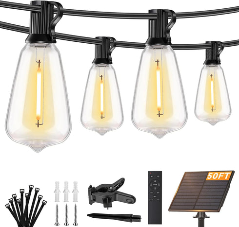 Brightever 50FT Solar String Lights Outdoor Waterproof, Patio Lights Solar Powered with