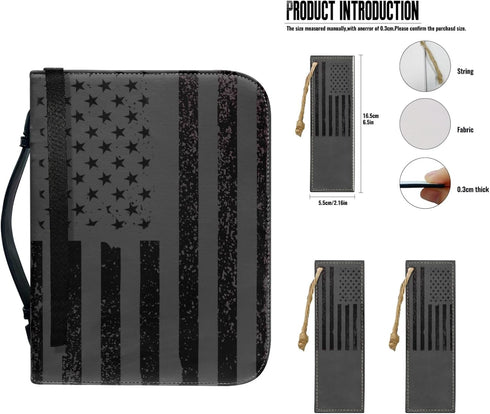 Bible Cover Case with Bookmarks, American Flag Leather Bible Cover for Women and Men, Waterproof Carrying Case with
