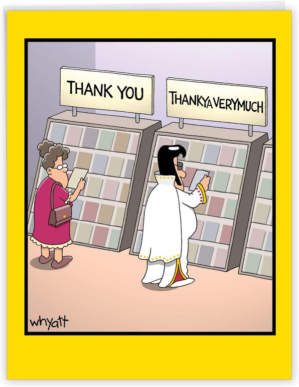 NobleWorks Jumbo Humorous Thank You Greeting Card, 8.5 x 11 Inch, 1 Pack, Thankya J3757