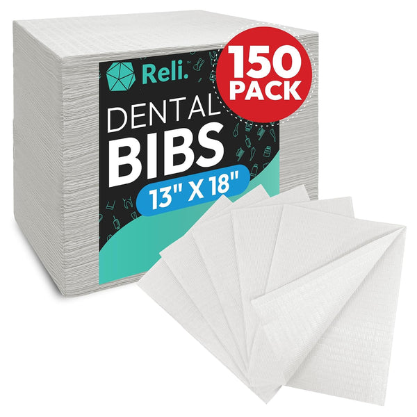 Reli. White Dental Bibs (150 Pack) | 13"x18" Dental Bibs Disposable for