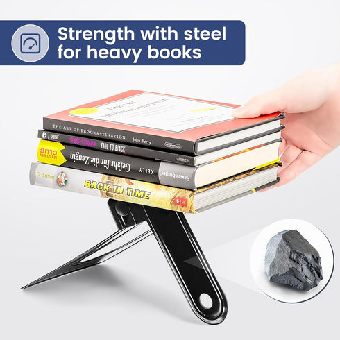 6 5 6 Inches, 14 7 HappyHapi Book Ends, Non-Skid Metal Bookend Supports for Shelves, Heavy Duty Book End, Office Book