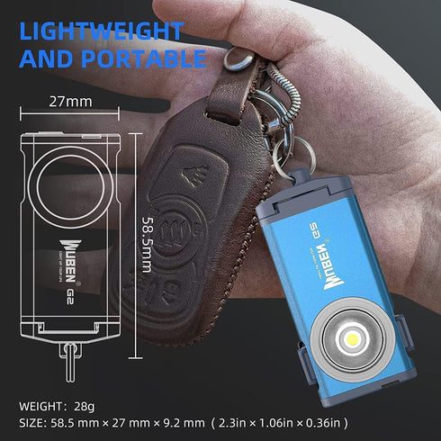 WUBEN G2 LED Mini Flashlights, 500 Lumens Small Keychain Torch, 5 Modes Rechargeable Pocket Flashlight for Outdoor Use