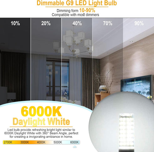VYAOMLI G9 Bulbs Dimmable 7W Bulb 75W-80W 730LM, G9 Bulb 120V 2 Pack) LED Light Equivalent to Halogen Bi-Pin Base Light