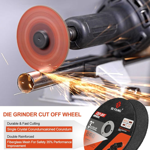 25Pcs 3 inch Cut Off Wheels with 1/4 in Mounting Mandrel Kit for Die Grinder, Metal & Stainless Steel