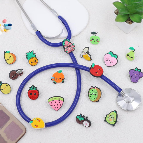 18Pcs Fruit Stethoscope Charms for Nurses - Apple Banana Fruits Stethoscopes Accessories for Nursing Students Doctors