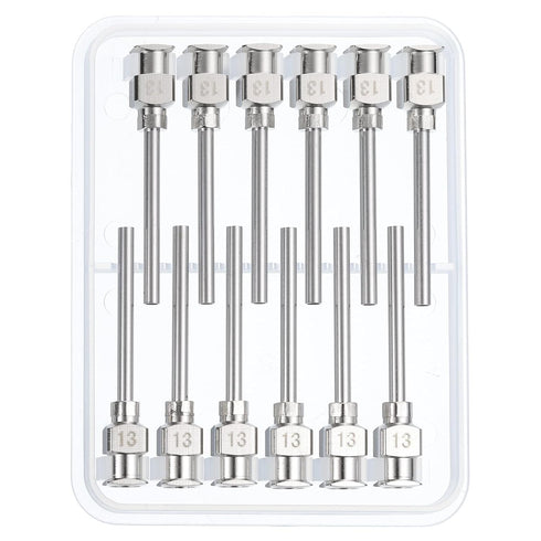 PATIKIL 12Pcs 13Ga x 1 Inch Stainless Steel Dispensing Needle Tips Metal Glue Needle Tube Blunt Tips