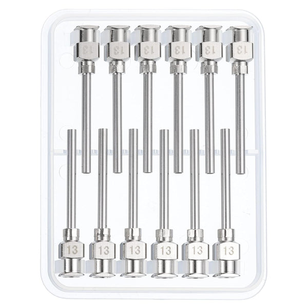 PATIKIL 12Pcs 13Ga x 1 Inch Stainless Steel Dispensing Needle Tips Metal Glue Needle Tube Blunt Tips