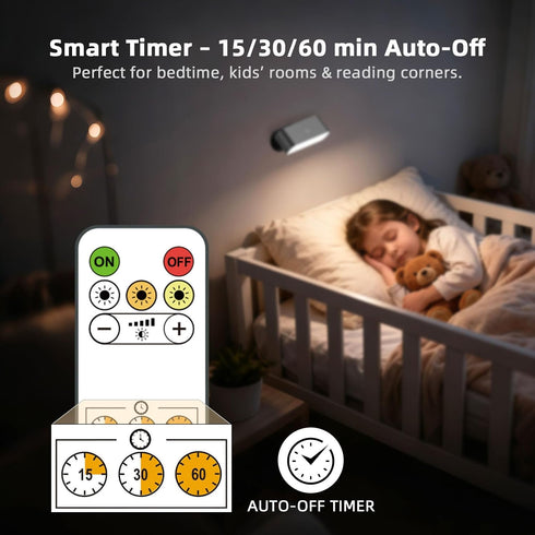 2 Pack 3 Dimmable Rechargeable Wall Lights with Remote & Touch, Battery Operated Wall Sconce, Magnetic Stick-On, Color
