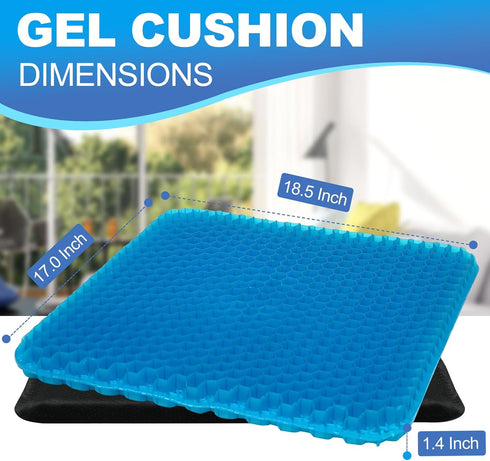 LYUANEC 18.5" 17" 1.4" 100 lbs, Gel Seat Cushion for Long Sitting - x x (LargeSoft) Gel Cushion for People Over