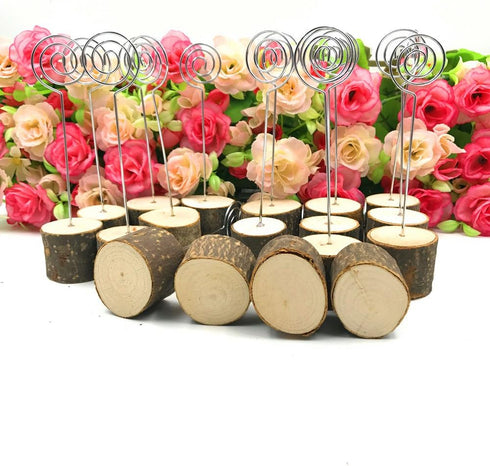 Rustic Real Wood Base Table Number Holders, 20pcs Wedding Table Number Stands, Party Decoration