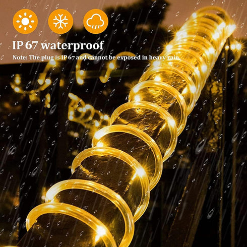 Solar Lights Rope Lights, 40FT Solar Powered String Lights with 120 LEDs, 8 Modes Outdoor Decoration for Garden, Patio,