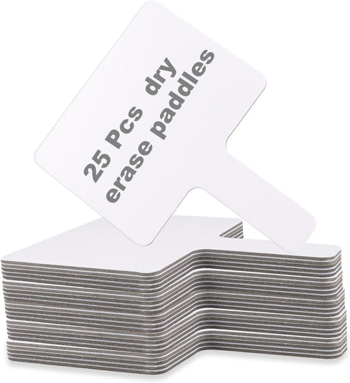 QTLCOHD 25 Pack Dry Erase Answer Paddle, 5 x 7 Inch Hand Held White Boards, Mini Double-Sided Auction Paddles