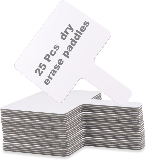 QTLCOHD 25 Pack Dry Erase Answer Paddle, 5 x 7 Inch Hand Held White Boards, Mini Double-Sided Auction Paddles