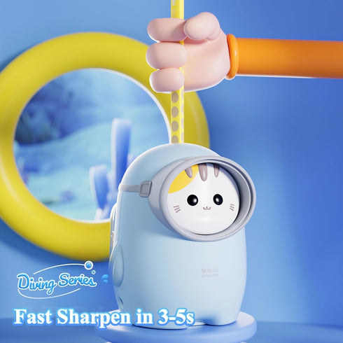 M&G Electric Pencil Sharpener, Portable Cute Cat Design, Battery/USB Dual Power Operated for Kids Students