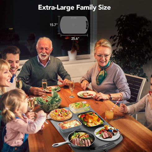 9 Settings, 25.8"x15.6", Food Warming Mat, Electric Warming Tray for Buffets & Parties, Silicone Heating Mat for Food