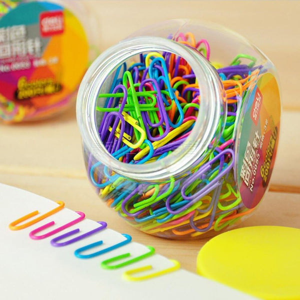 Coideal Colored Small Paper Clips, Vinyl Coated, 200 Pack, 28mm Assorted Color Mini Paperclips, Colorful for School,