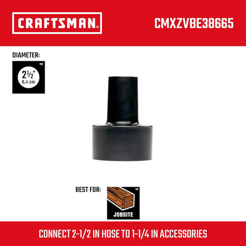 CRAFTSMAN CMXZVBE38665 2-1/2 in. to 1-1/4 in. Adapter for Wet/Dry Vacuum Hoses and Attachments