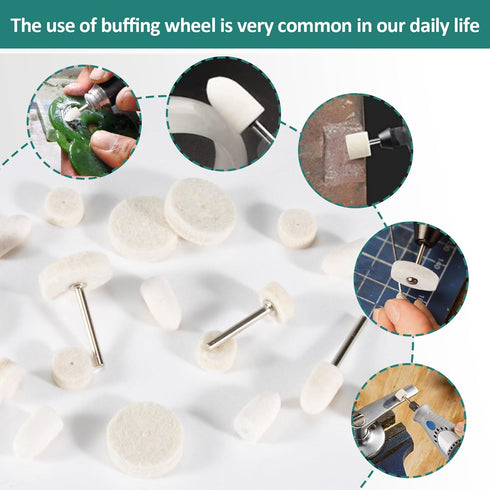 Sukh 145PCS Wool Felt Polishing Pad, Felt Buffing Wheel for Polishing Kit with 1/8 Inch Shank